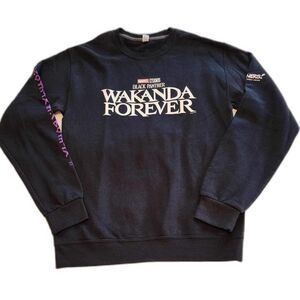 RARE Marvel Black Panther Wakanda Forever Theater Promo Crewneck- Small, Black